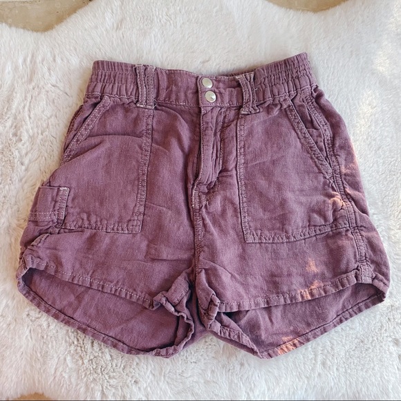 Urban Outfitters Pants - BDG Urban Outfitters Mauve Rose High Rise Linen Carpenter Shorts Women Size XS